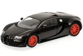 Minichamps Bugatti Veyron Super Sport - 2010 - Black Metallic with Orange Rims